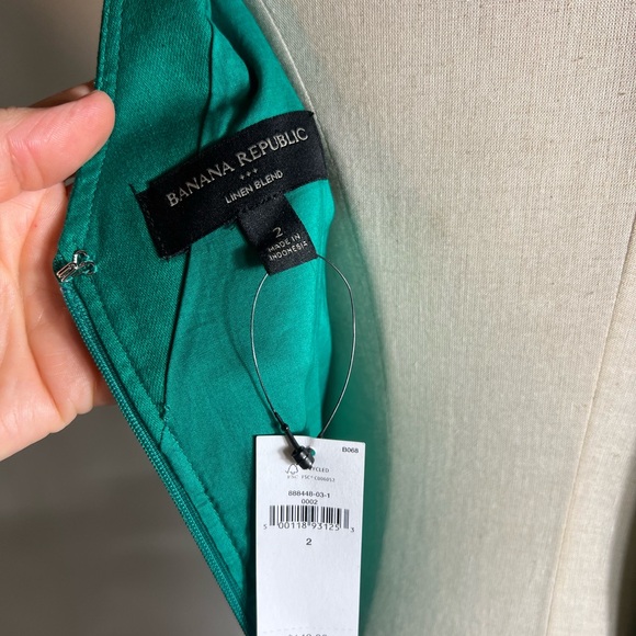 NWT BANANA REPUBLIC Linen Blend Kelly Green Maxi Dress Womens 2 - Picture 5 of 8
